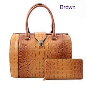 Doctor Bag style handbag with matching wallet.